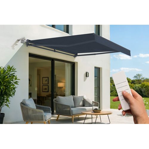 Store Banne Semi-coffre Motorisé Fazzio 3x2,5m - Toile Premium 320g/m² Gris