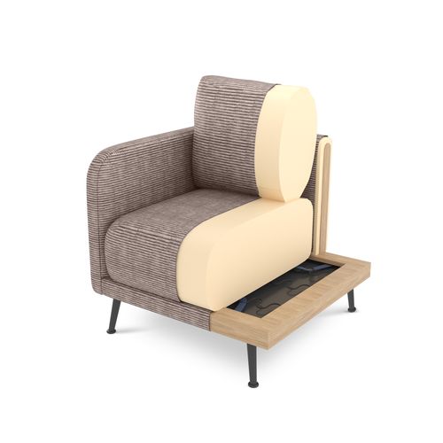 Fauteuil Design Emma Velours Côtelé Taupe