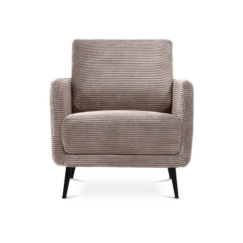 Fauteuil Design Emma Velours Côtelé Taupe