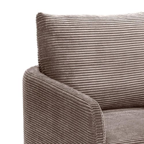 Fauteuil Design Emma Velours Côtelé Taupe