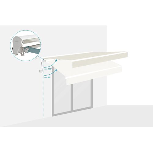 Store Banne Motorisé Semi-coffre Structure Blanche Fazzio 3x2,5m Toile Beige