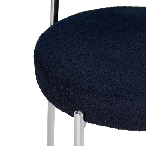 Lot De 2 Chaises Rembourrées Bouclette Bleu Nuit Et Pieds Chromés Nova