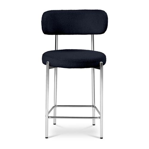 Lot De 2 Tabourets De Bar Bouclettes Style Contemporain Nova Bleu Nuit