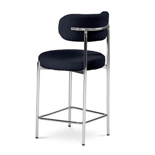 Lot De 2 Tabourets De Bar Bouclettes Style Contemporain Nova Bleu Nuit