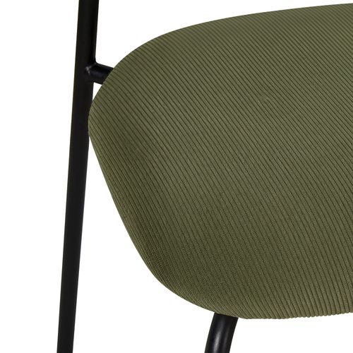 Lot De 2 Chaises Placage Frêne, Velours Côtelé Kaki Et Pieds Métal Noir Olivia