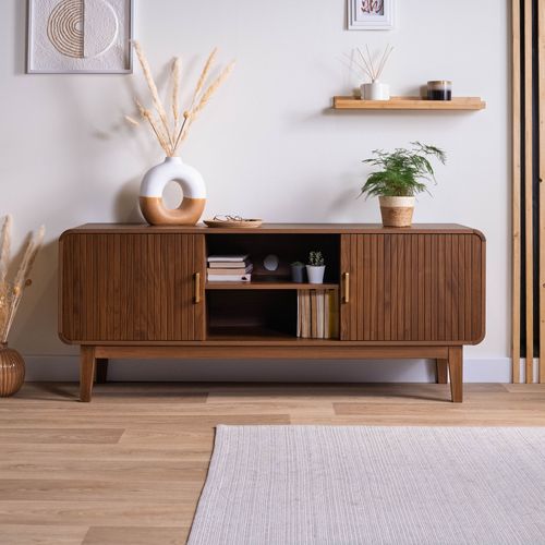 Meuble TV Milo Couleur Bois De Noyer Style Rétro