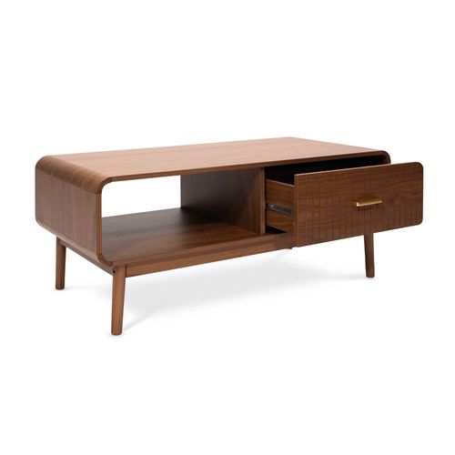 Table Basse Rétro 105cm 1 Tiroir Finition Noyer Milo