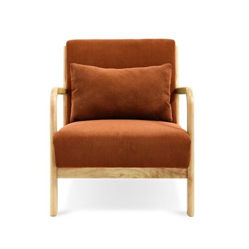 Fauteuil Scandinave Vintage Marie Velours Côtelé Terracotta