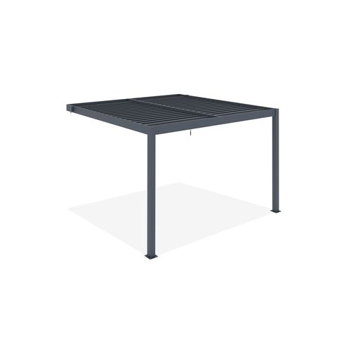 Pergola Bioclimatique Adossée Piana 3x3m Aluminium Gris - Lames Orientables