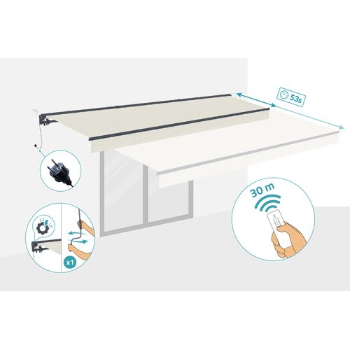 Store Banne Semi-coffre Motorisé Fazzio 5x3m - Toile premium 320g/m² Beige