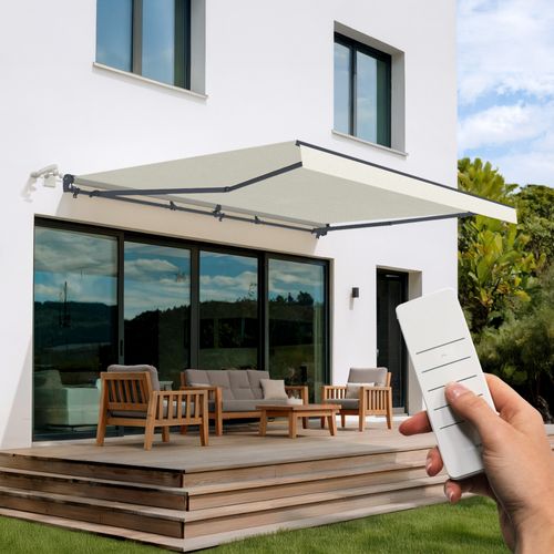 Store Banne Semi-coffre Motorisé Fazzio 5x3m - Toile premium 320g/m² Beige