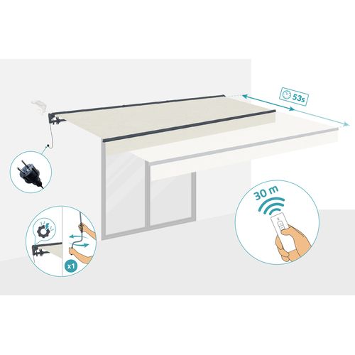 Store Banne Semi-coffre Motorisé Fazzio 4x3m - Toile premium 320g/m² Beige