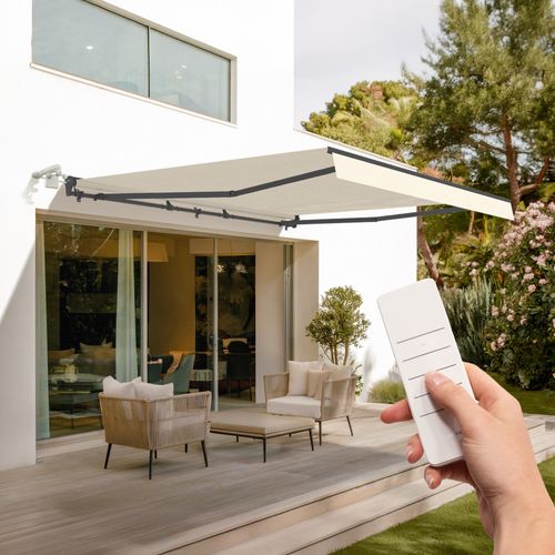 Store Banne Semi-coffre Motorisé Fazzio 4x3m - Toile premium 320g/m² Beige