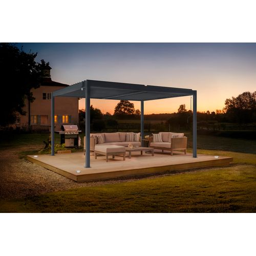 Pergola Bioclimatique Autoportée 4x3m Aluminium Thermolaqué Gris Anthracite Lames Orientables Piana