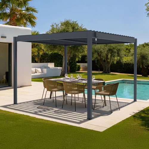 Pergola Bioclimatique Autoportée Piana 3x3m Aluminium Gris