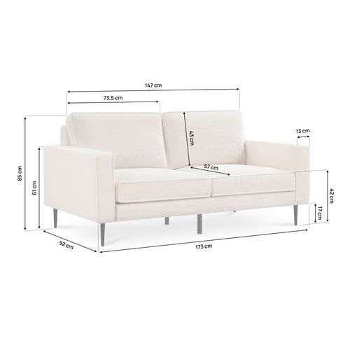 Canapé 2 Places Vintage Oskar Velours Côtelé Beige