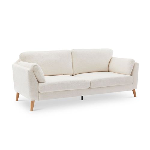 Canapé 3 Places Scandinave Maja Bouclette Blanc
