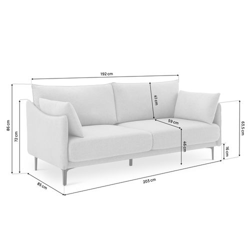 Canapé 3 Places Industriel Sasha Tissu Gris Clair