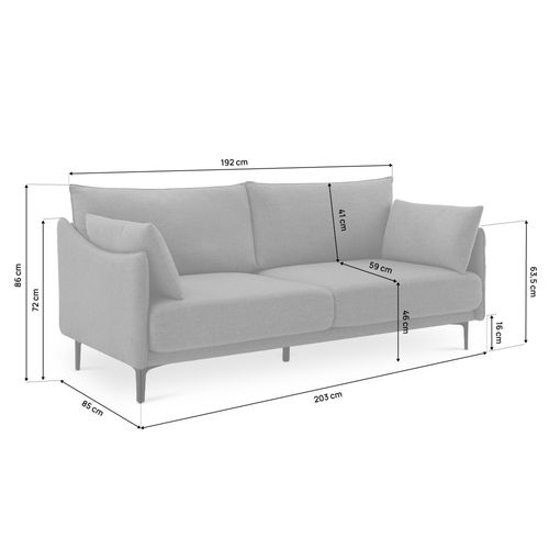 Canapé 3 Places Industriel Sasha Tissu Gris Foncé