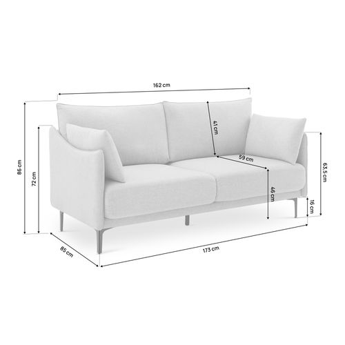 Canapé 2 Places Industriel Sasha Tissu Gris Clair
