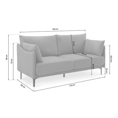 Canapé 2 Places Industriel Sasha Tissu Gris Foncé
