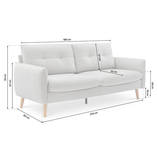 Canapé Scandinave Chloé – Confort et Élégance à Prix Juste | 3-4 Places, Tissu Gris Clair