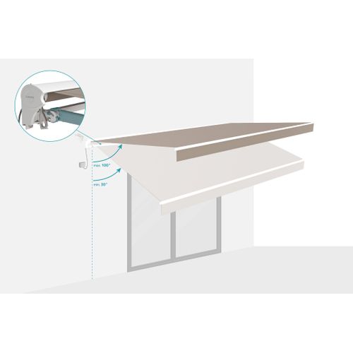 Store Banne Motorisé Semi-coffre Structure Blanche Fazzio 5x3m Toile Taupe