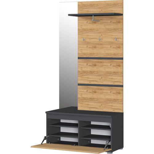 Vestiaire D'entrée Gris Anthracite Et Style Chêne De Navarre Chicago