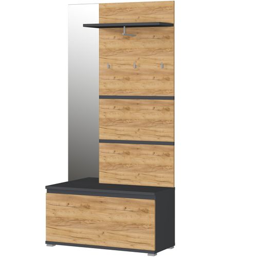 Vestiaire D'entrée Gris Anthracite Et Style Chêne De Navarre Chicago