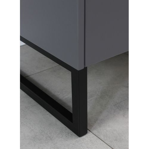 Buffet 166 Cm Style Industriel 4 Tiroirs Gris Graphite Et Pierre Observer