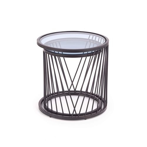 Ensemble De Deux Tables Basses Gigognes Design Avec Structure En Acier Noir Et Plateau En Verre Rapt