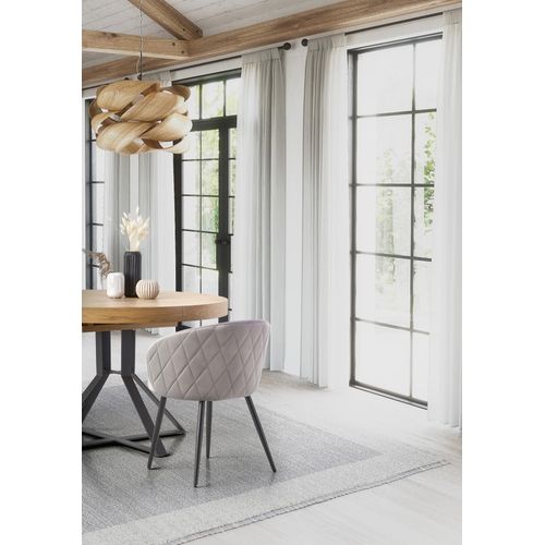 Table De Salle à Manger Extensible Avec Plateau Aspect Chêne Et Pieds En Métal Noir Cervantes