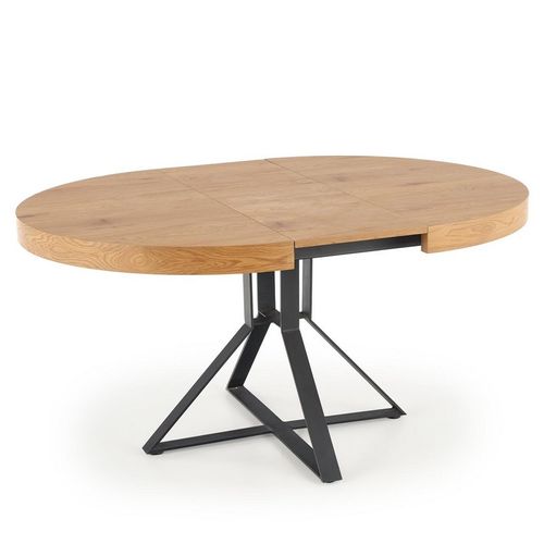 Table De Salle à Manger Extensible Avec Plateau Aspect Chêne Et Pieds En Métal Noir Cervantes