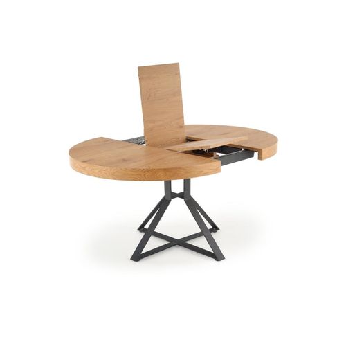 Table De Salle à Manger Extensible Avec Plateau Aspect Chêne Et Pieds En Métal Noir Cervantes