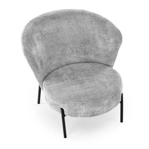 Fauteuil En Tissu Gris Et Pieds Métal Noir Tobby
