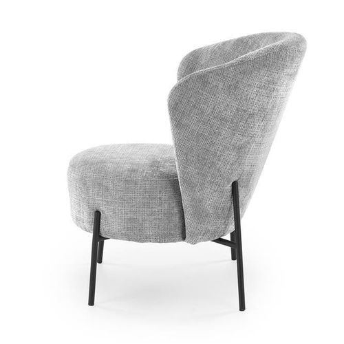 Fauteuil En Tissu Gris Et Pieds Métal Noir Tobby