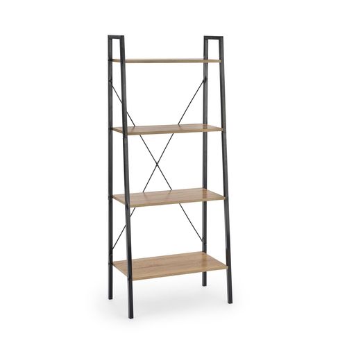 Etagère - Échelle Design 60 X 148 Cm Style Chêne Et Acier Noir Loggia
