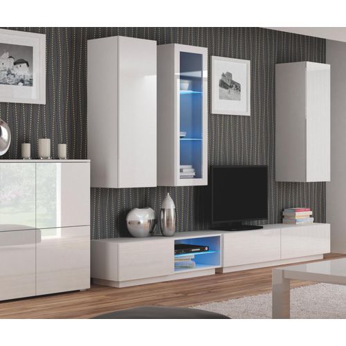Buffet 2 Portes 100 Cm Blanc Brillant Trevise
