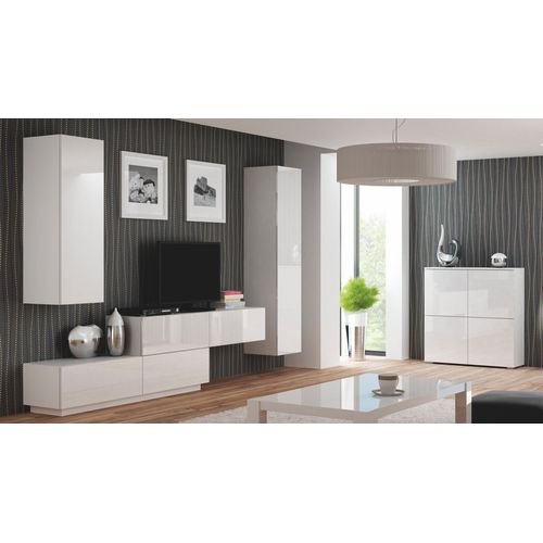 Buffet 2 Portes 100 Cm Blanc Brillant Trevise