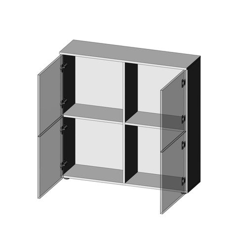 Buffet 2 Portes 100 Cm Blanc Brillant Trevise