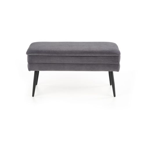 Banc En Velours Gris Avec Pieds En Métal Noir Patty