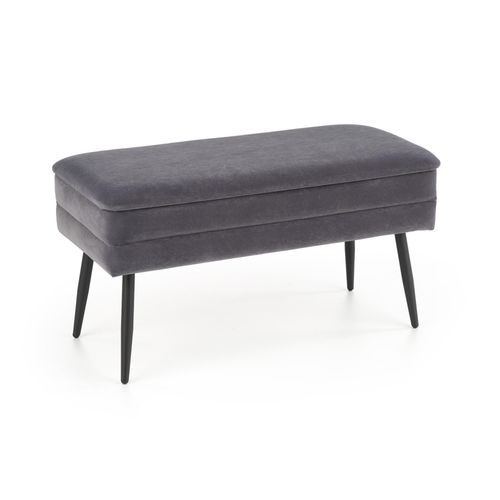 Banc En Velours Gris Avec Pieds En Métal Noir Patty