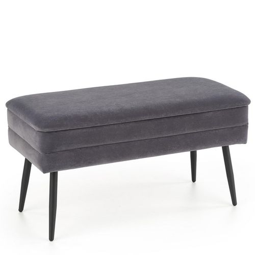 Banc En Velours Gris Avec Pieds En Métal Noir Patty