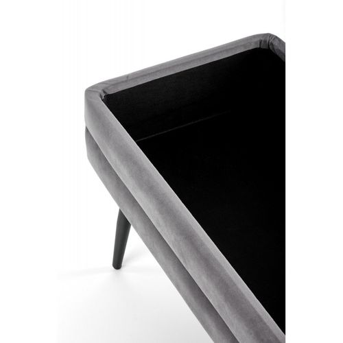 Banc En Velours Gris Avec Pieds En Métal Noir Patty