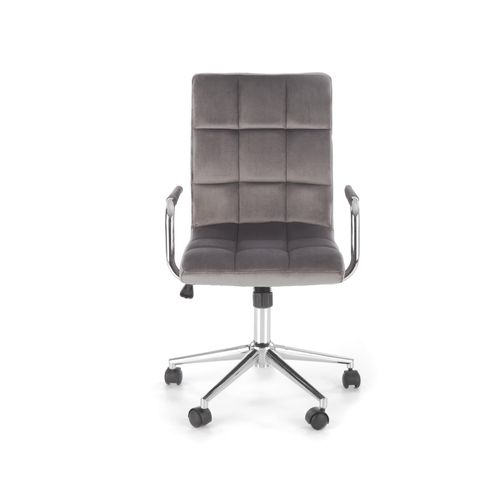 Siège De Bureau Enfant En Velours Gris Avec Structure En Métal Chromé Mac