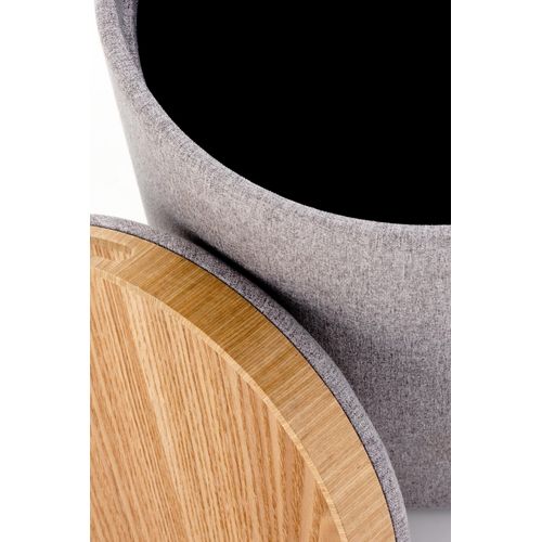 Ensemble De Deux Poufs Avec Coffre De Rangement En Tissu Gris Avec Dessus Aspect Bois Semiel