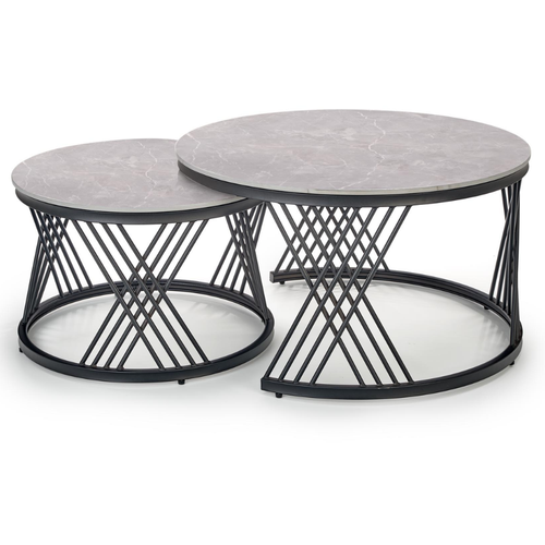 Ensemble De Deux Tables Gigognes Avec Plateau Aspect Marbre Gris Manolo