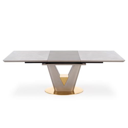 Table Extensible Avec Plateau Aspect Marbre Et Piètement Design Gris Et Doré Eagle