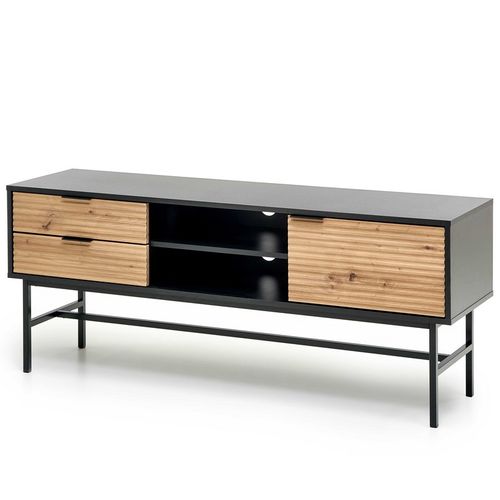 Meuble TV Style Industriel Noire Et Aspect Chêne Avec Structure En Métal Smash