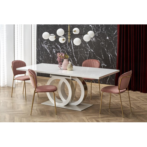 Table à Manger Extensible Blanc Laqué 160cm Goma